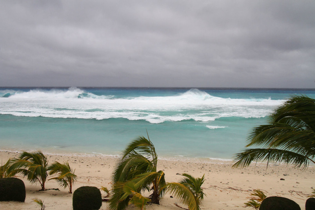 Waves crash on the fringing reef off the Edgewater.